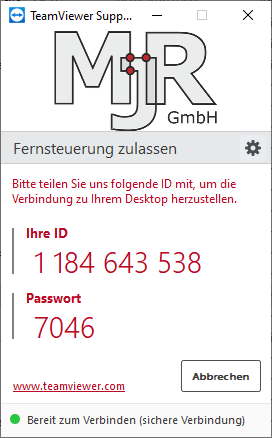 Screenshot MJR Teamviewer Oberfläche